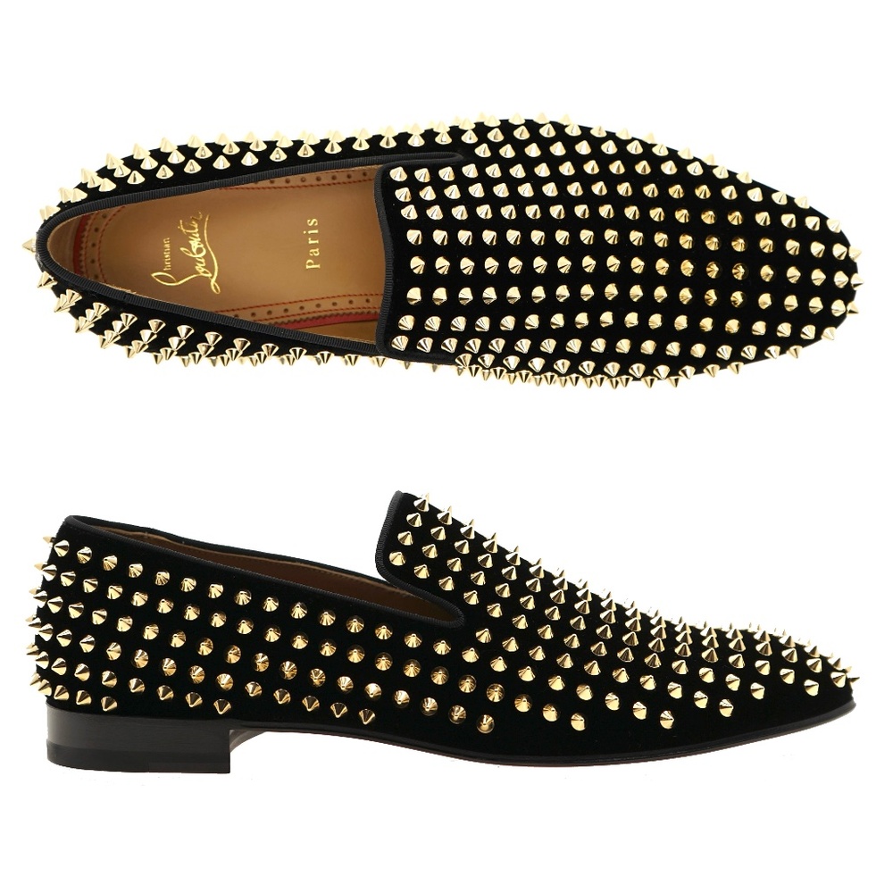 Christian Louboutin Dandelion Gold Spikes Shoes Size 9 US New - Picture 1 of 8